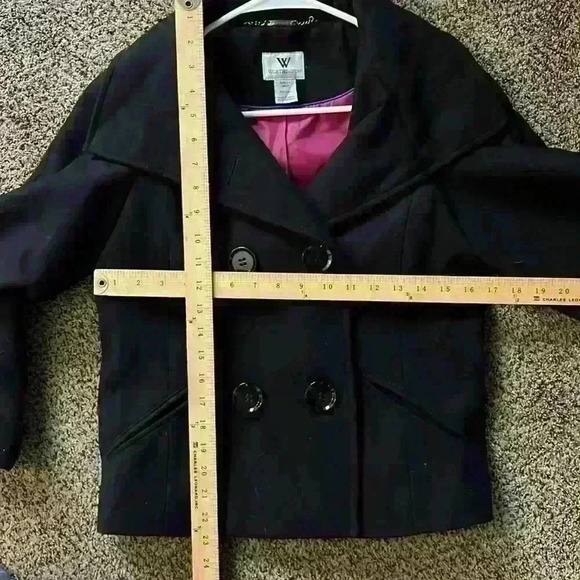 Worthington black,‎ double breasted swing coat. Size small - Picture 3 of 7